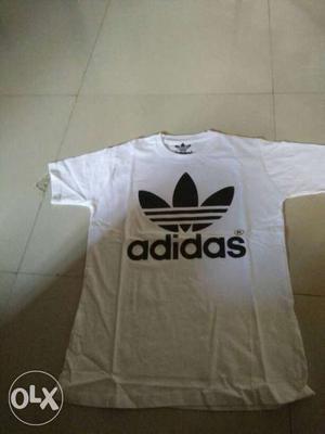 White And Black Adidas Originals Logo Crew-neck Shirt