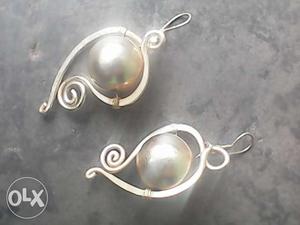 Women's Pair Of Silver Dangling Earrings