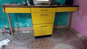 Yellow Wooden 3-drawer Desk