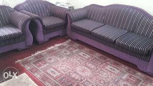 3-piece Purple Stripe Sofa Set