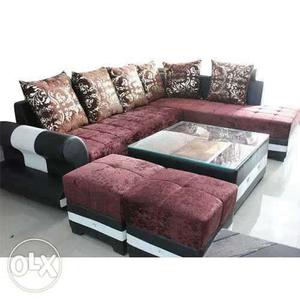 5 seater L-shape along with centre table and two