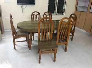 70x40 inch, 6 chairs dining table made of teak wood