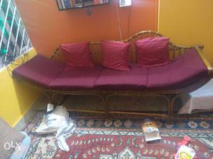 Bamboo wood sofa 3 seater with proper head rest