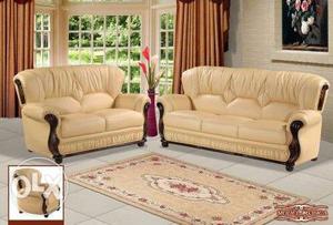 Beige Leather Sofa Set (new)