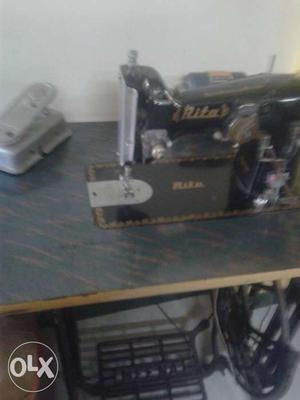 Black Rita Sewing Machine With Treadle Table