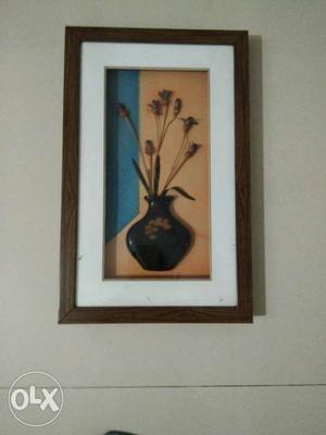 Brown And Black Flower In Vase Wall Art