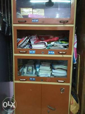 Brown And Cream Shelf With Cabinet