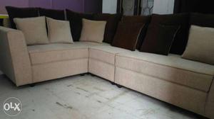 Brown Fabric Sectional Couch