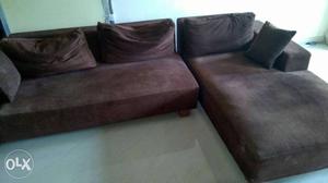 Brown Suede Corner Couches