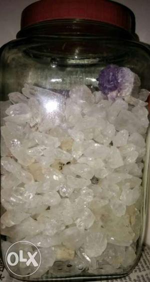Clear and white quartz crystals