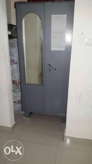 Gray Steel Wardrobe With Mirror & locker !