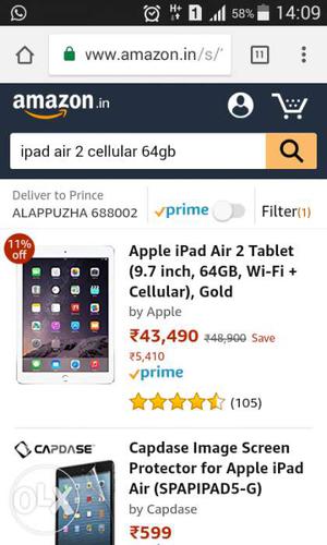 I pad air 2 64 gb.. 3 month old.. include all