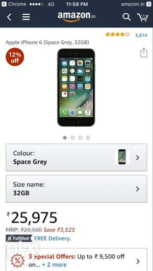 One day old I phone 6 32GB space gray urgent sale