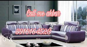 Purple And Gray Corner Sofa