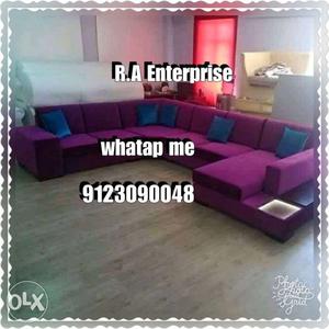 Purple Fabric Corner Sofa