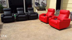 RECLINERS sofas wid cupholders too,Combination of fabrics