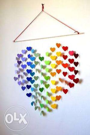 Red And Multi-colored Heart Hanging Decor handmade