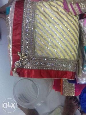 Red, Brown And Yellow Dupatta