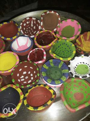 Round Multicolored Clay Pots