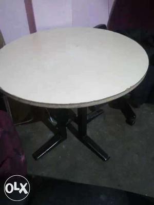 Round White Wooden Table