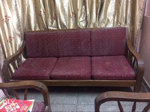 Sagwan sofa set three seater with two chairs very good