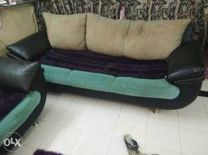 Teal, Black, And Purple 3-seat Couch