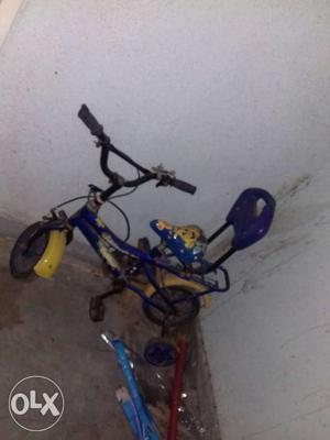 Toddler's Blue Bicycle With Training Wheels