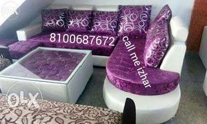 White And Purple Sectional Sofa