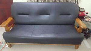 Wooden Sofa, Rexin finish,  seater spring