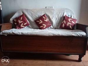 3 seater wooden sofa with storage cabinet