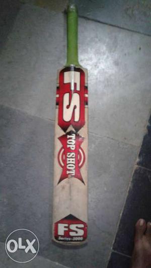 Beige And Red FS Top Shot Cricket Bat