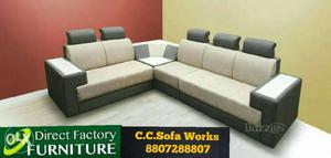 Beige Velvet Sectional Sofa
