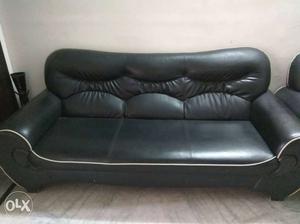 Black 5 seater leather sofa