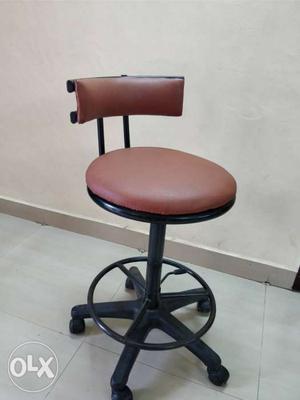 Black And Brown Leather Seat Office Rolling Chair