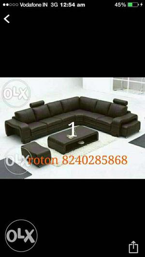 Black Leather Sectional Sofa With Ottoman