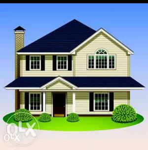 Blue And White Two-story House Concept