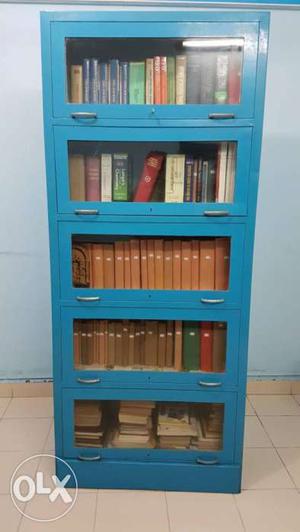 Blue metal 5-shelf Bookcase