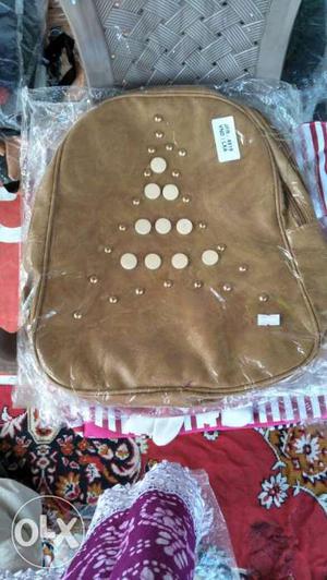 Brown And Beige Leather Backpack