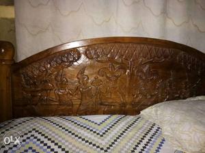 Brown Wooden Carved Bed Size  Diwan Bed