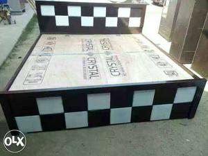 Chess design polish new Wooden double bed with storage