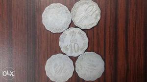 Five Silver Scalloped Coins