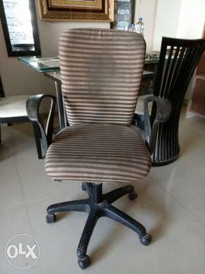 Gray And Brown Striped Seat Black Computer Chair