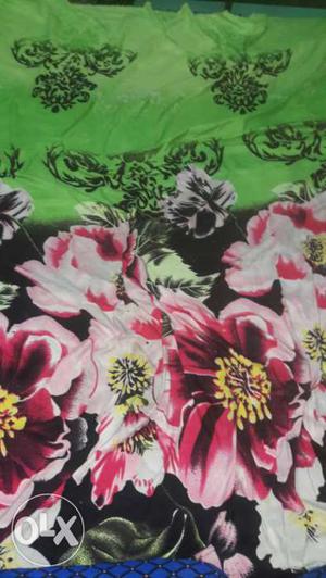 Green And Pink Floral Cloth