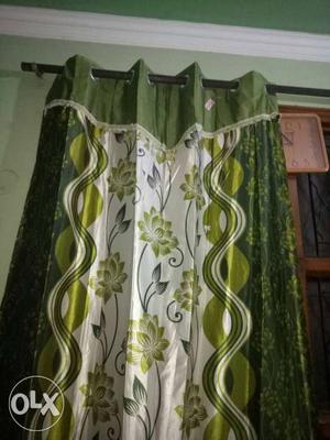 Green And White Floral Curtain purple firozi & colour 200 rs