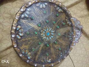 Hand made chowki with clay work want to sell this