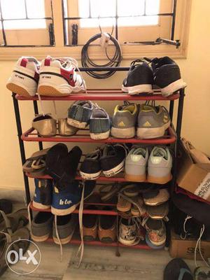 Iron made Red colored Shoe Rack