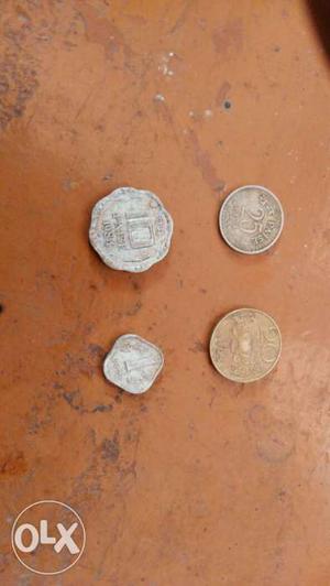 Old coins of25ps,20ps,10ps,1ps