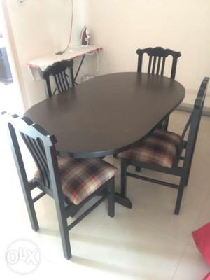 Oval Black Wooden 5-piece Dining Set
