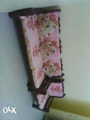 Pink And White Floral Print Sofa