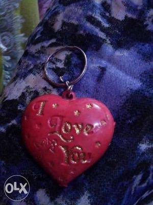 Pink Ceramic Heart I Love You Engrave Keychain